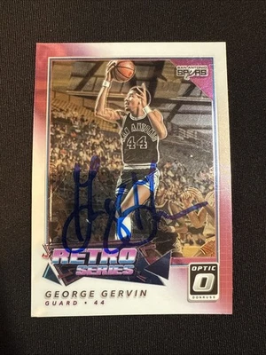 Tarjeta firmada por George Gervin Optic Retro Series 2018 n.º Autógrafo automático 12 Spurs Foto 1 de 2