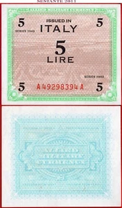 ITALIA 5 LIRAS MONEDA MILITAR ALIADA 1943 P M12a UNC envío gratuito desde 100$ - Imagen 1 de 3