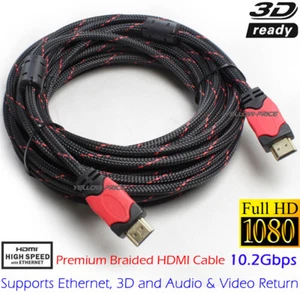 PREMIUM ULTRAHD BRAIDED HDMI CABLE HIGH SPEED 4K 1080p 3D LEAD-50FT 66FT - Picture 1 of 12