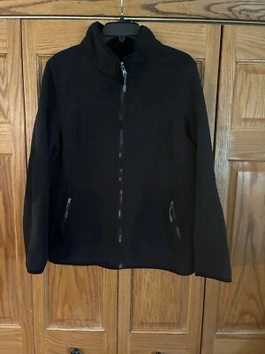 Chaqueta de té verde para mujer XXL negra polar cremallera completa manga larga cuello cremallera bolsillos Foto 1 de 4