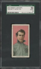 1909 T206 MATTY MCINTYRE VG-EX SWEET CAPORAL 350 SGC 4 BASEBALL DETROIT TIGERS
