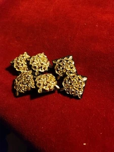 6 Rare Vintage Black Shiny Plastic Square Buttons GOLD CAMILA - Picture 1 of 3