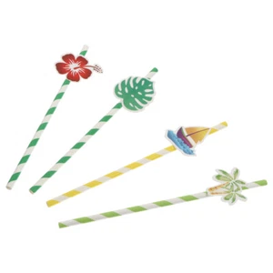 40 PCS Coconut Tree Paper Straw Bride Party Hawaiian Decorations Luau Straws - Picture 1 of 12