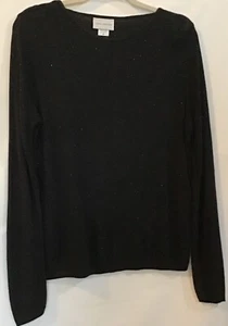 Sarah Arizona M Black Glitzy Long Sleeve Rayon Pullover Sweater - Picture 1 of 3