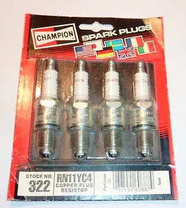 Champion (4 Pack) Spark Plug 1984 New In Bubble Pack 322 RN11YC4 Vintage New - Picture 1 of 8