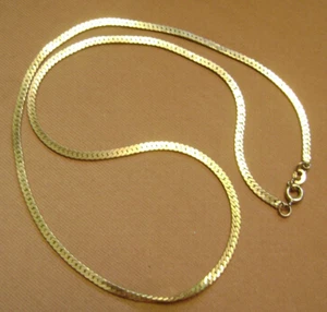 VINTAGE 14KT. SOLID YELLOW GOLD 20 " FLAT SERPENTINE CHAIN NECKLACE- 7 GRAM - Picture 1 of 7