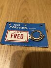 NOS Vintage 1969 Personal License Plate Tag Keychain Personalized - Fred