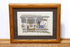 De colección 1993 punto de cruz "The Porch" personalizado bloqueado mate y enmarcado firmado 8X10 - Imagen 1 de 4