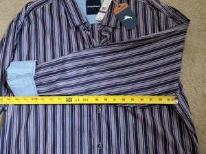 Mens Tommy Bahama Purple Blue Striped Long Sleeve Shirt NWT - Picture 1 of 4