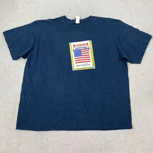 Hybrid America Land of the Free T-Shirt Men's 2X Short Sleeve Navy - Picture 1 of 8