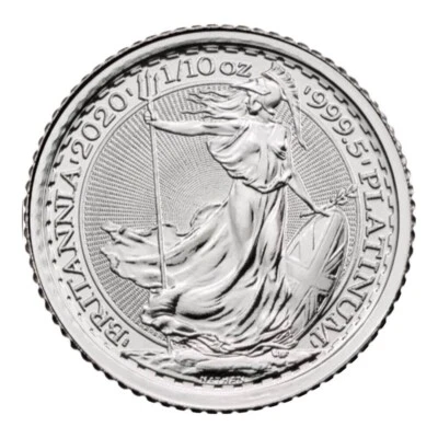 2020 GB 1/10 oz .9995 Fine Platinum Britannia Coin Queen Elizabeth II Effigy BU - Image 1 of 2