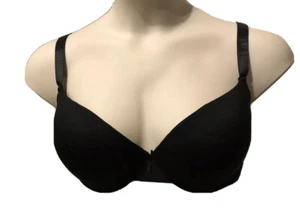 Nuevo sin etiquetas Camiseta Sujetador con aros Ligeramente Acolchado Copa Push Up Sujetador 44C Negro - Imagen 1 de 7