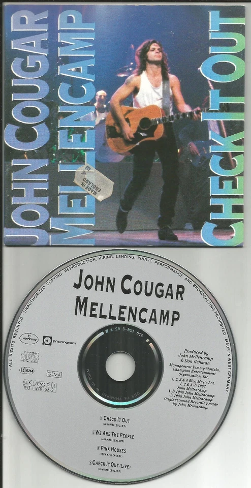 JOHN MELLENCAMP Check it Out w/ RARE LIVE CARD SLEEVE CD Single 1987 USA seller Foto 1 de 1