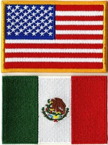 Mexikanisch-amerikanische Flagge Patches 3,25" | USA patriotisches Mexiko bestickt aufbügeln - Bild 1 von 6