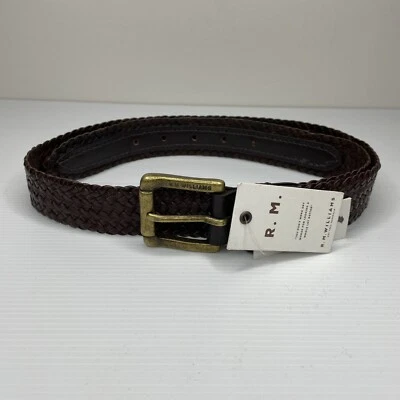 RM Williams Brown Kangaroo Leather Belt Size 34 Braided - image 1 of 4