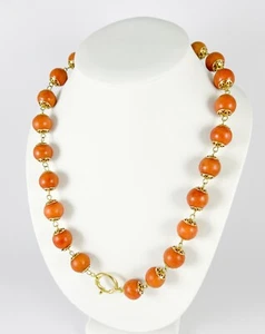 Collar de coral rojo con oro amarillo 18k - Imagen 1 de 6