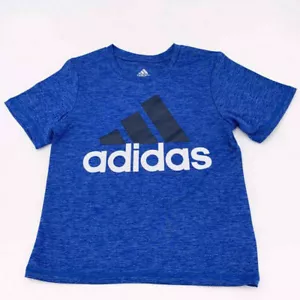 NWT Boys Adidas Heather Blue White Athletic T-shirt Size 6 polyester tee - Picture 1 of 3