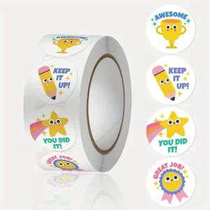 500pc Roll Teacher Reward Fun Motivation Teacher Reward Stickers - New - Picture 1 of 2