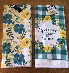 "La primavera me hace sonreír" toalla/flor a juego cocina plato toalla de mano juego de 2 - Imagen 1 de 3