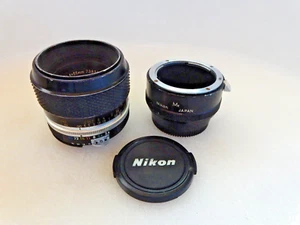 NIKON MICRO-NIKKOR 55/3.5 55MM F3.5 MACRO AI LENS w/ M2 TUBE, Great Glass - Picture 1 of 3