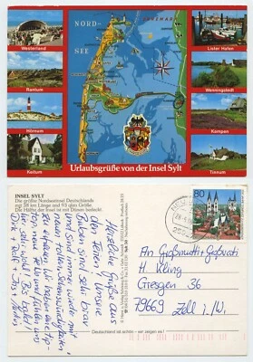 121099 - Urlaubsgrüße von der Insel Sylt - Ansichtskarte, gelaufen 28.5.1996 - Bild 1 von 2