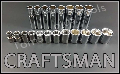 CRAFTSMAN TOOLS HAND 20pc Short & Deep 3/8 METRIC 6pt ratchet wrench socket set - Image 1 of 4