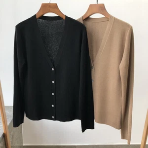 Cardigan donna Nili Lotan nuovo seta lavorato a maglia slim fit scollo a V giacca maniche lunghe - Foto 1 di 12