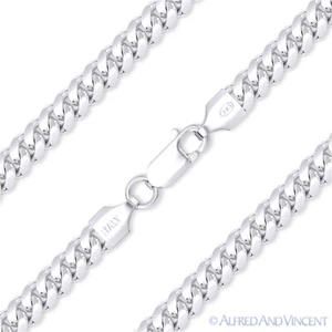 Collar de cadena para hombre Miami Cuban Curb Link de 4,9 mm de plata de ley .925 con rodio - Imagen 1 de 2