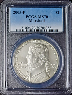 2005-P John Marshall Commemorative Silver Dollar PCGS MS70 - ✪COINGIANTS✪ - Image 1 of 2