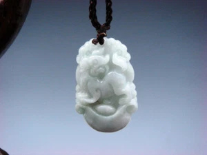 Jade Crafted Chinese Zodiac Horoscope Dog Pendant Feng-Shui Necklace #030621 - Picture 1 of 6