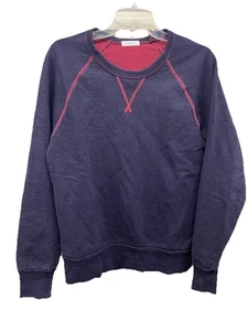 Gustin Sweater Mens Navy Blue Red Crewneck Pullover Made California Cotton Sz S - Picture 1 of 4