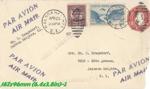 1932 Canal Zone Postal Stationery Airmail Cover Missent to Rochester NY - Picture 1 of 4