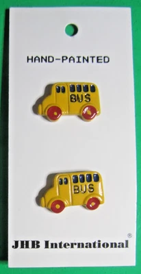 (2)DE COLECCIÓN JHB 7/8" AUTOBÚS ESCOLAR ESMALTE ALUMINIO VÁSTAGO NOVEDAD BOTONES NOS TARJETA-J4 Foto 1 de 3