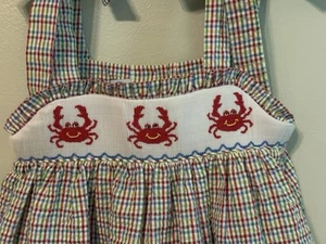 Kleinkind Mädchen 3T gesmokte Krabben mehrfarbig Gingham Karos Sommerkleid Kelly’s Kids - Bild 1 von 4