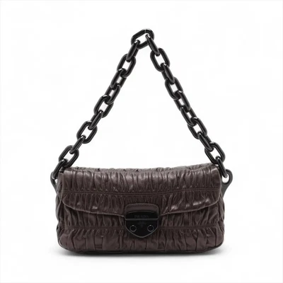 Prada кожи x пластиковая цепочка наплечная сумка коричневый BR4050 - Изображение 1 из 4