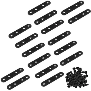 16 Pezzi Staffa Dritta Nera 3 Pollici, Acciaio Inox, Piastra di Rasatura Piatta, Vite - Foto 1 di 5