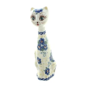 Gato pequeño sorpresa margarita cerámica polaca rosa azul - Imagen 1 de 1