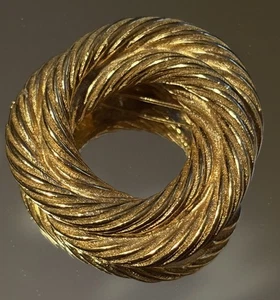 Vtg Thick Gold Rope Triple Circle Statement Brooch Pin - Picture 1 of 6