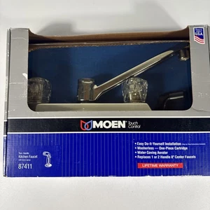Grifo de cocina de dos manijas con control táctil Moen 87411 con pulverizador de manguera nuevo - Imagen 1 de 10