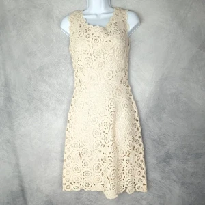 Vintage Paoli Dress Womens 44 Crochet Lace Made Italy Floral Lined 70s - Picture 1 of 24