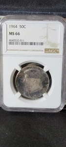 1964-P PCGS MS66 Kennedy Half Rainbow Toned Obverse 50C PQ Gem Beauty - Picture 1 of 2