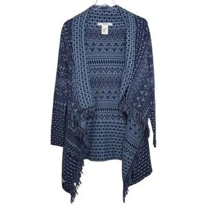 Disney Parks Blue Open Front Mickey Print Cardigan Sweater Poncho w/ Sleeves M/L - Picture 1 of 4