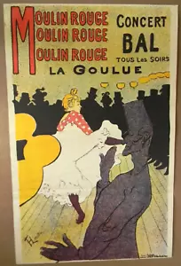 Moulin Rouge Toulouse-Lautrec Reprint Vintage Poster 25x17 Paris Printed c 70's - Picture 1 of 7