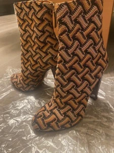 Missoni 36 1/2 BRAND NEW Knitted Fabric High Heel Ankle Booties - Picture 1 of 8
