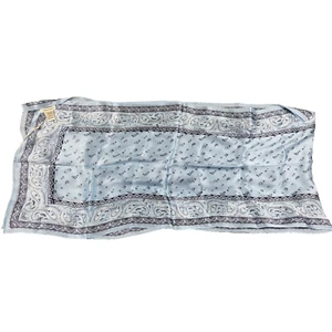 Sciarpa Max Studio 100% seta 17X70 oblunga azzurro paisley floreale nuova con etichette - Foto 1 di 10