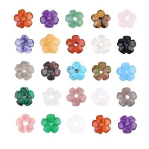 6PC 14MM Clover Gemstone Beads for DIY Making Jewelry Drilled Side Hole Flower - Picture 1 of 98