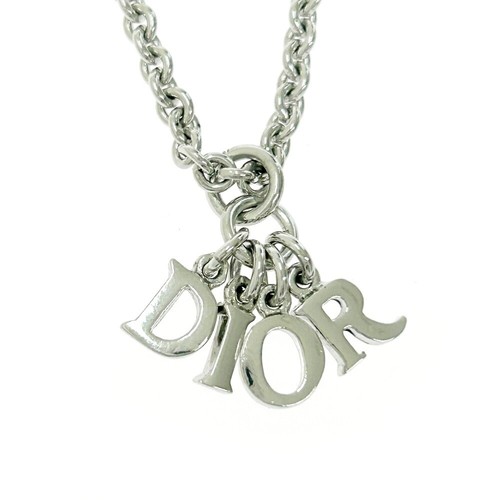 Collana Christian Dior metallo logo DIOR da donna argento 424298 collana