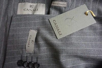Canali 1934 CURRENT Natural Comfort Gray Striped 2Pc Suit Jacket Pant 42R NEW - Image 1 of 4
