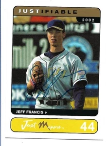 Autógrafo de novato Just Minors Justificable Auto #0016/1000 2002 Jeff Francis #44 - Imagen 1 de 2