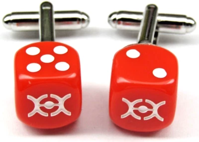 Gemelos Pokemon Juego de Cartas Coleccionables Dados Rojo Pokeball Plata Para hombres Ropa Formal Regalo Foto 1 de 4